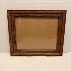Vintage Solid Oak Wood Picture Frame 8x10 Brown Rustic Wall Decor with Glass